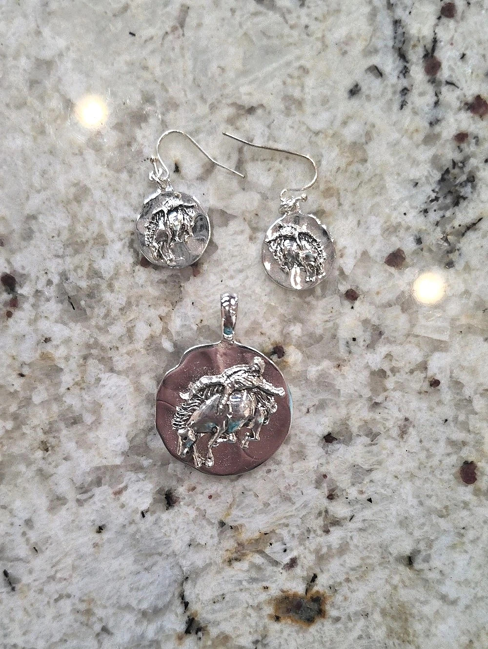 Silver & Pink Jewelry Set Like New